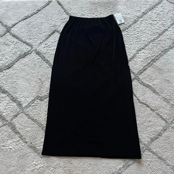 Vintage Ronni Nicole black velvet long maxi skirt pull on side slits large new - Picture 1 of 8